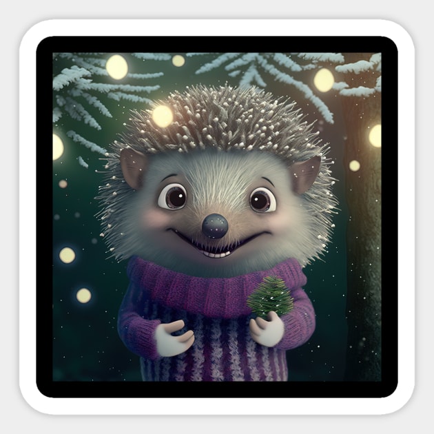 Cute Christmas Hedgehog Sticker by Art8085